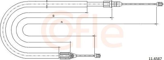 Трос ручника (тросик ручного тормоза) Cofle задний правый для Renault Clio II 2000-2013. Артикул 11.6587