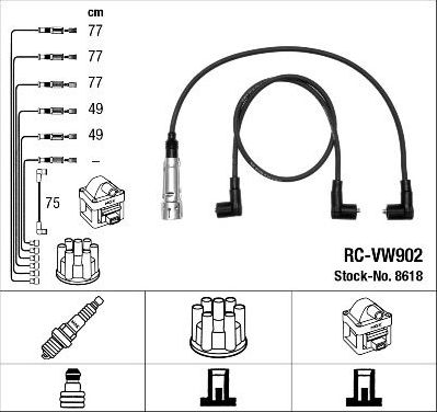 Высоковольтные провода (провода зажигания) (комплект) NGK для Volkswagen Transporter T4 1990-2003. Артикул 8618