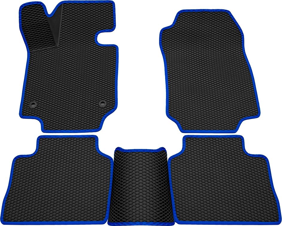 Коврики Rezkon 3D EVA ромб резиновые для салона Toyota RAV4 V 2019-2026 Синий кант. Артикул 9234035303