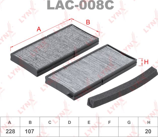 Салонный фильтр LYNXauto. Артикул LAC-008C