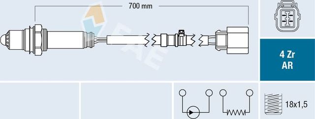 Лямбда-зонд (кислородный датчик) FAE для Honda Accord VII 2003-2008. Артикул 75609