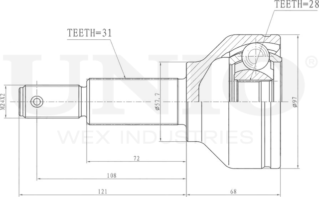 ШРУС наружный (Unio). Артикул CVJ-20133