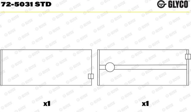 Вкладыши коренные Glyco для Mercedes-Benz Integro 2013-2026. Артикул 72-5031 STD
