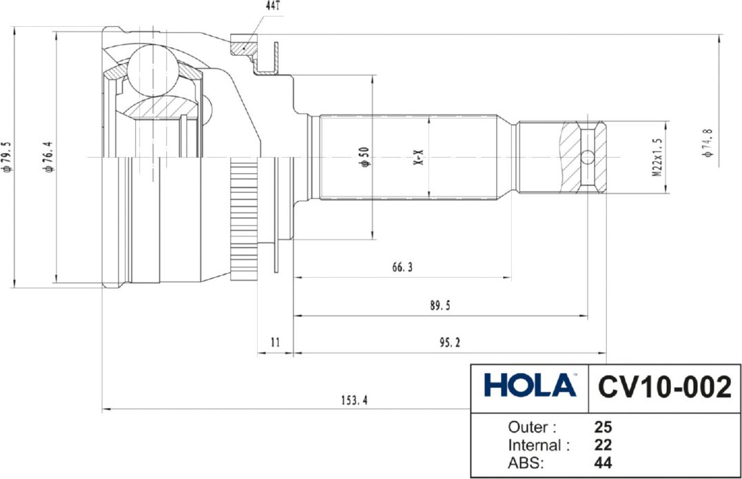Шрус наружный (граната) HOLA. Артикул CV10-002