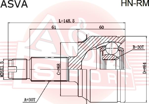 Шрус наружный (граната) Asva. Артикул HN-RM
