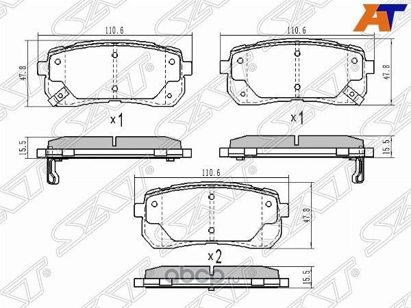 Колодки тормозные RR HYUNDAI STAREXH1 08- (SAT). Артикул ST583024HA50
