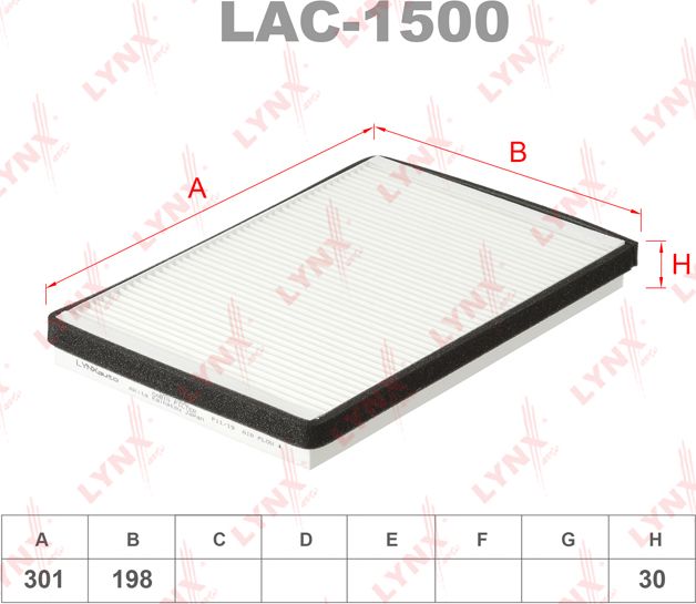Салонный фильтр LYNXauto. Артикул LAC-1500