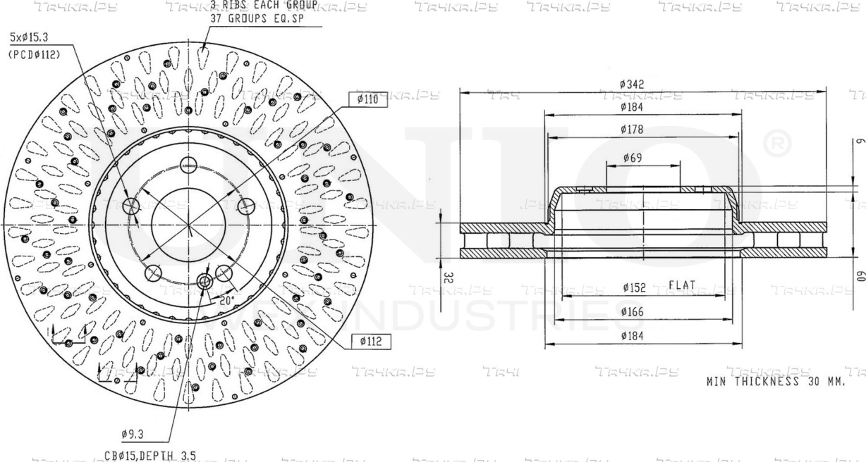 Диск тормозной (Unio). Артикул BRD-20552