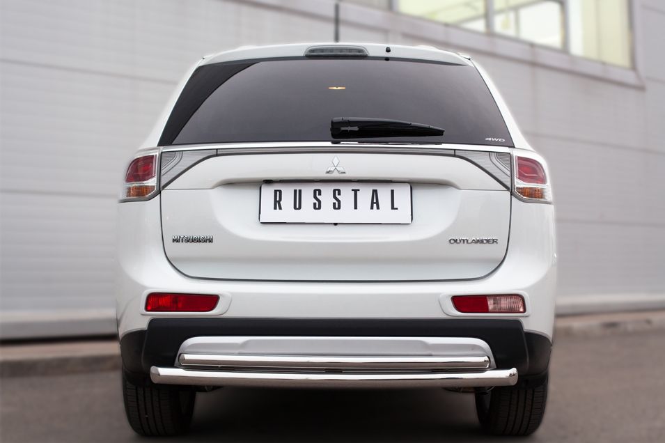 Защита RusStal заднего бампера d63 (дуга) d 42 (дуга) Mitsubishi Outlander III 2014-2026. Артикул MORZ-001905