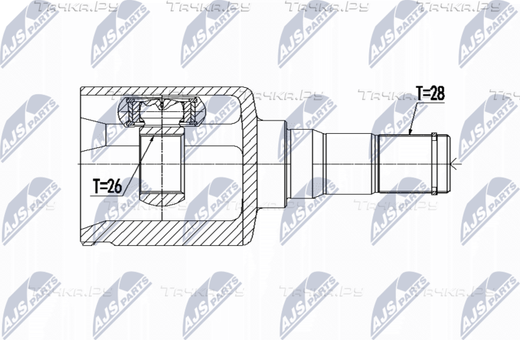 Шрус внутренний (граната) NTY передний левый для Volvo V70 III 2009-2011. Артикул NPW-VV-070