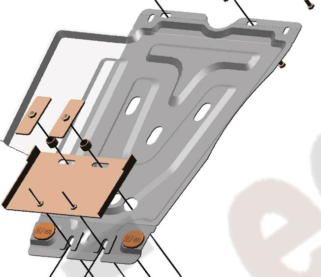 Защита алюминиевая "Alfeco" для КПП JAC N120 2014-2026. Артикул ALF.56.05al