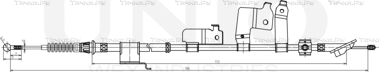 Трос ручного тормоза (Unio). Артикул CAB-60080