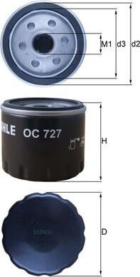 Масляный фильтр Mahle для Nissan Note I 2006-2012. Артикул OC 727