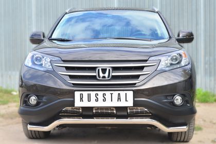 Защита RusStal переднего бампера d63 волна для Honda CR-V IV 2,4l до рестайлинга 2012-2015. Артикул HVZ-001767
