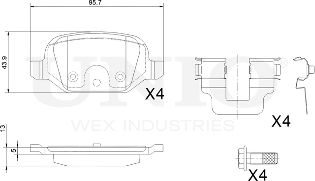 Колодки тормозные дисковые, комплект (Unio). Артикул BRP-20045