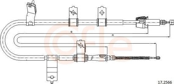 Трос ручника (тросик ручного тормоза) Cofle. Артикул 17.2566