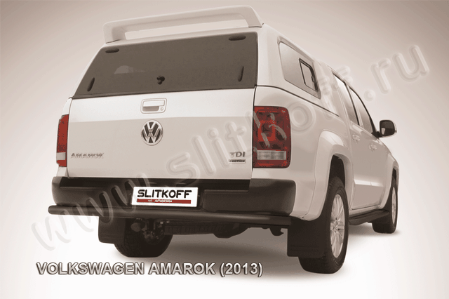 Защита Slitkoff заднего бампера d57 ЧЕРНАЯ матовая для Volkswagen Amarok 2010-2015. Артикул VWAM13-012B