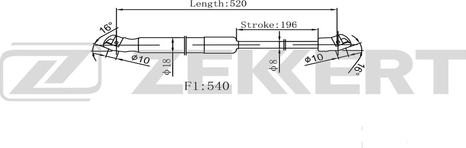 Амортизатор (упор) багажника Zekkert. Артикул GF-2604