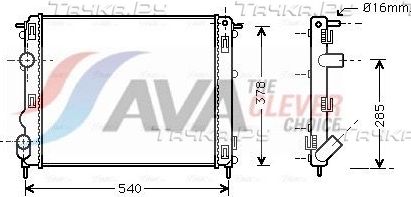 Радиатор охлаждения двигателя AVA для Renault Clio II 1998-2013. Артикул RTA2272