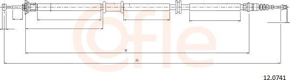 Трос ручника (тросик ручного тормоза) Cofle. Артикул 12.0741
