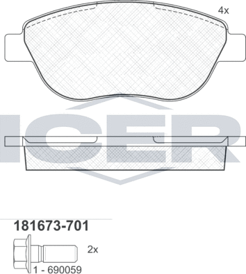 Тормозные колодки Icer. Артикул 181673-701
