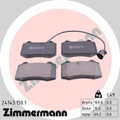 Тормозные колодки Zimmermann. Артикул 24143.150.1