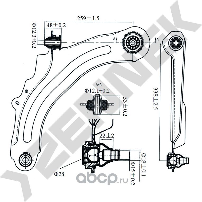 Рычаг передний нижний правый D18 RENAULT MEGANE 03 (Zennek). Артикул DCA0076