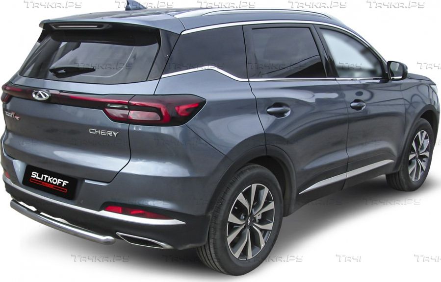 Защита Slitkoff заднего бампера d57 для Chery Tiggo 7 Pro 2020-2026. Артикул CT7PR-009
