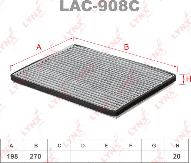 Салонный фильтр LYNXauto. Артикул LAC-908C