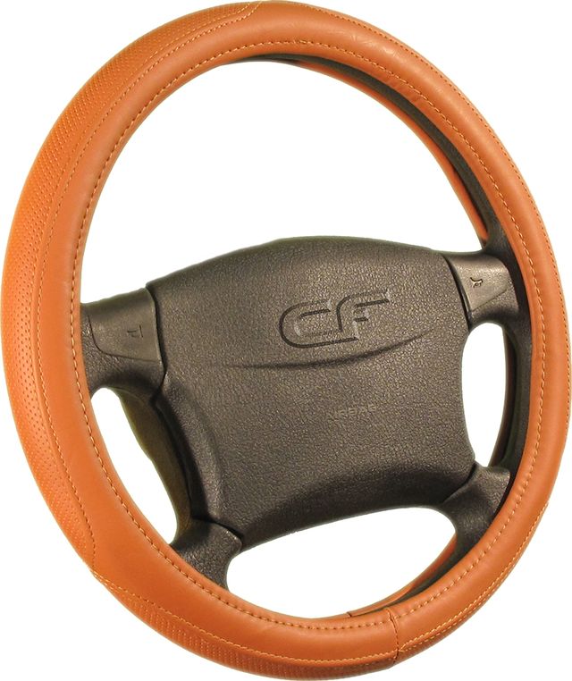 Оплётка на руль CarFashion Temper (размер M, искусственная кожа, цвет ОРАНЖЕВЫЙ). Артикул 31036