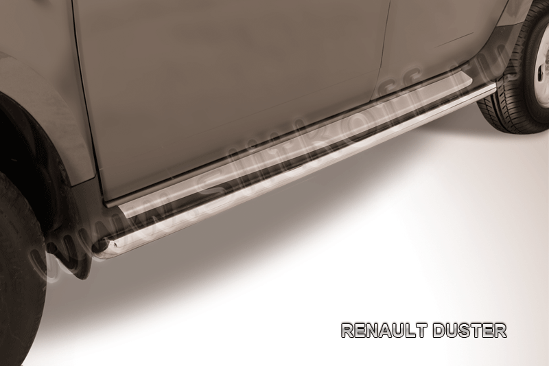 Пороги Slitkoff труба d42 с листом для Renault Duster I 2010-2015. Артикул RD007