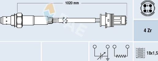 Лямбда-зонд (кислородный датчик) FAE для Volkswagen LT II 1996-2001. Артикул 77271