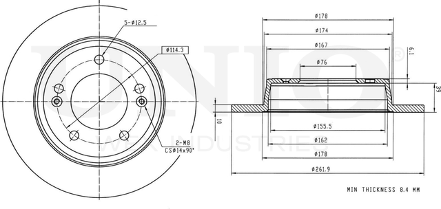 Диск тормозной (Unio). Артикул BRD-20026