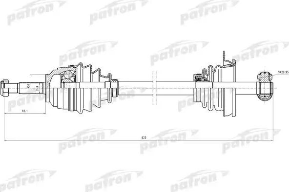 Полуось (привод в сборе, приводной вал) Patron передняя левая для Renault Twingo I 1996-2007. Артикул PDS0587