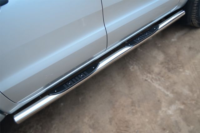 Защита порогов RusStal труба d76 с накладкой (вариант 3) для Ford Ranger III 2012-2015. Артикул FRT-0012983