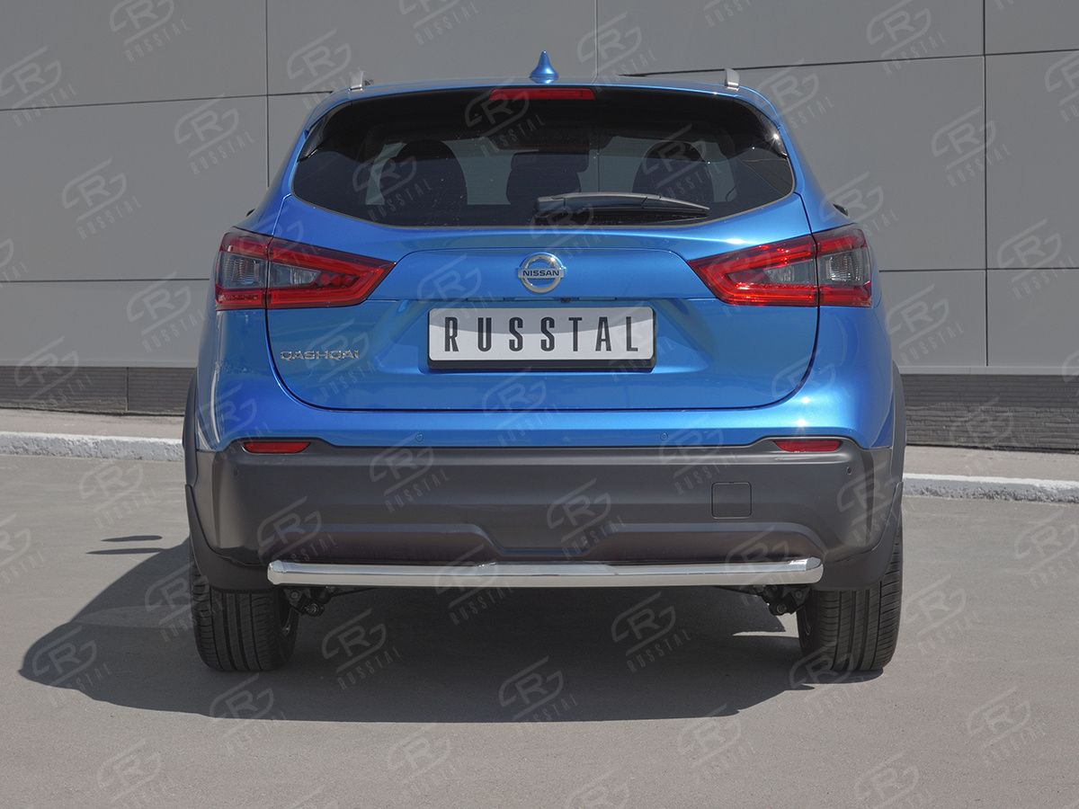 Защита RusStal заднего бампера d63 дуга для Nissan Qashqai II рестайлинг 2019-2026. Артикул NQSZ-003252