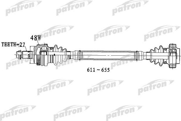 Полуось (привод в сборе, приводной вал) Patron. Артикул PDS0308