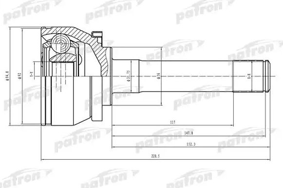 Шрус наружный (граната) Patron передний для Hyundai Terracan I 2001-2006. Артикул PCV1524
