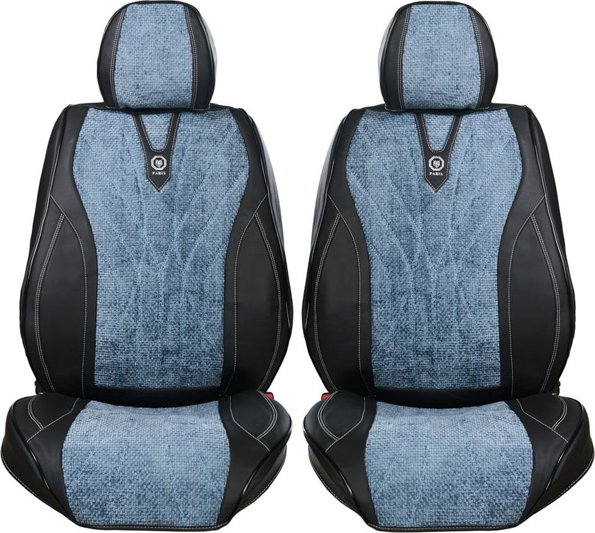 Накидки Seintex каркасные на сидения со вставкой из ткани (Париж), цвет Черный/вставка серо-голубая. Артикул 317955