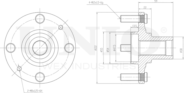 Ступица колеса (Unio). Артикул HUB-20107