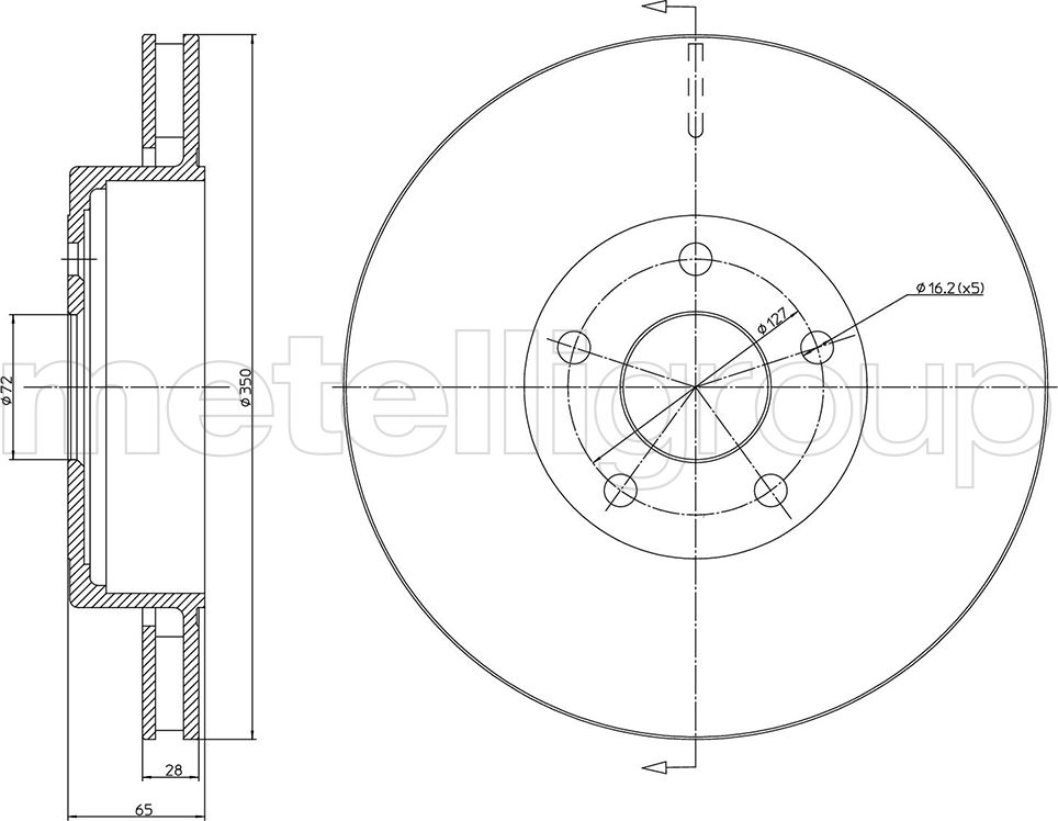 Тормозной диск Metelli. Артикул 23-1560C