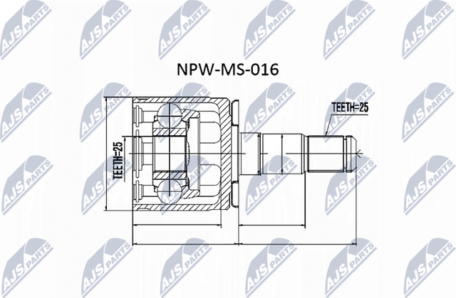 Шрус внутренний (граната) NTY для Mitsubishi L400 1996-2005. Артикул NPW-MS-016