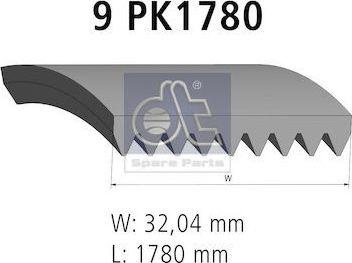 Приводной ремень поликлиновой DT Spare Parts. Артикул 4.80766