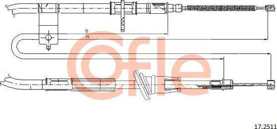 Трос ручника (тросик ручного тормоза) Cofle. Артикул 92.17.2511