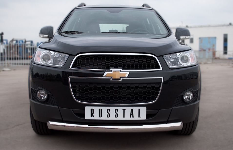 Защита RusStal переднего бампера d76 (дуга) для Chevrolet Captiva 2012-2013. Артикул CHCZ-000823