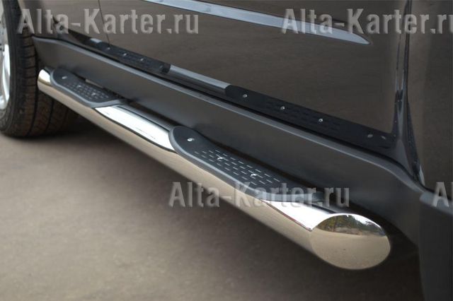 Защита порогов RusStal труба d76 с накладками (вариант 1) для Honda CR-V III 2009-2012. Артикул HNT-000229/1