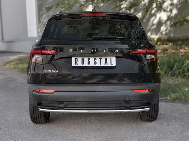 Защита RusStal заднего бампера d42 секции для Skoda Karoq 2020-2026. Артикул SKKZ-003445