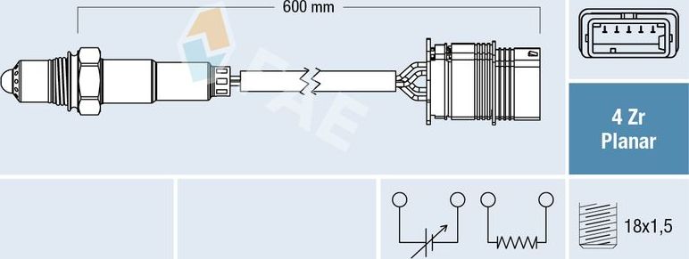 Лямбда-зонд (кислородный датчик) FAE. Артикул 77761