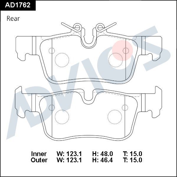 Тормозные колодки Advics задние для MINI Clubman II (F54) 2014-2026. Артикул AD1762