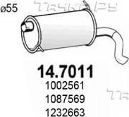 Глушитель (задняя часть) Asso для Dacia Logan II 2007-2026. Артикул 14.7011